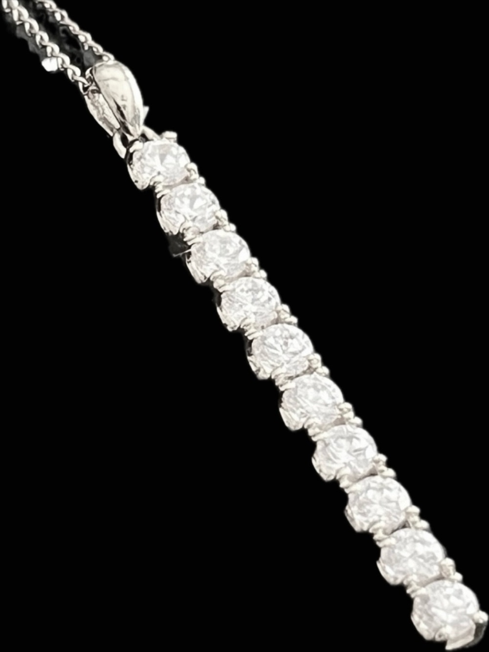 Victoria Wieck vintage absolute CZ drop bar pendant necklace chain silver HSN